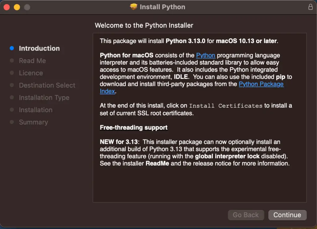 Python Installation MacOS