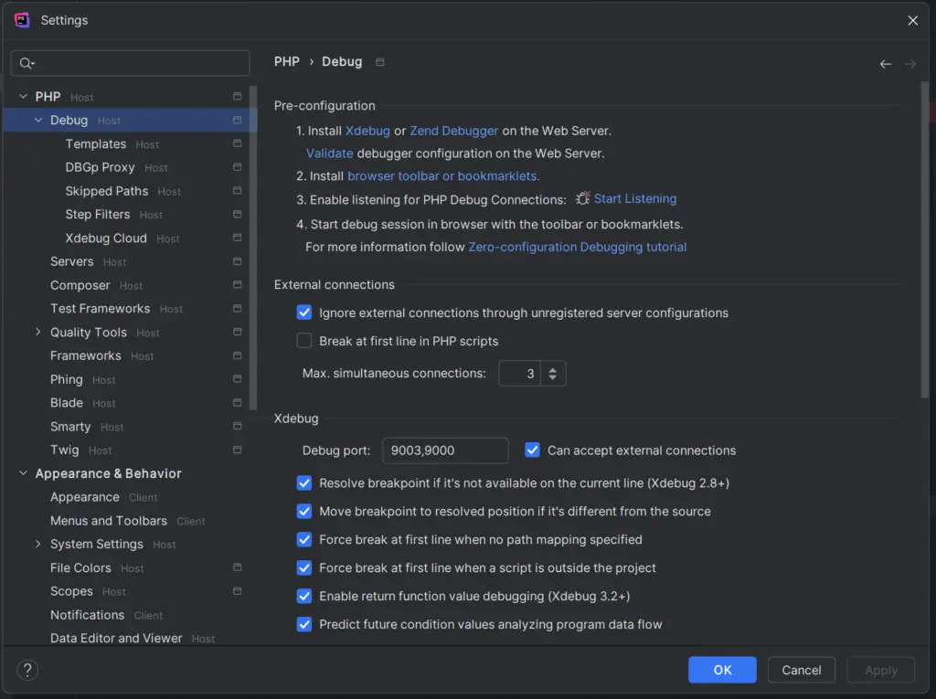 PHPStorm- PHP Debug Config